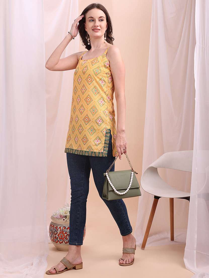 women printed sleeveless straight kurti - 22392913 -  Standard Image - 4