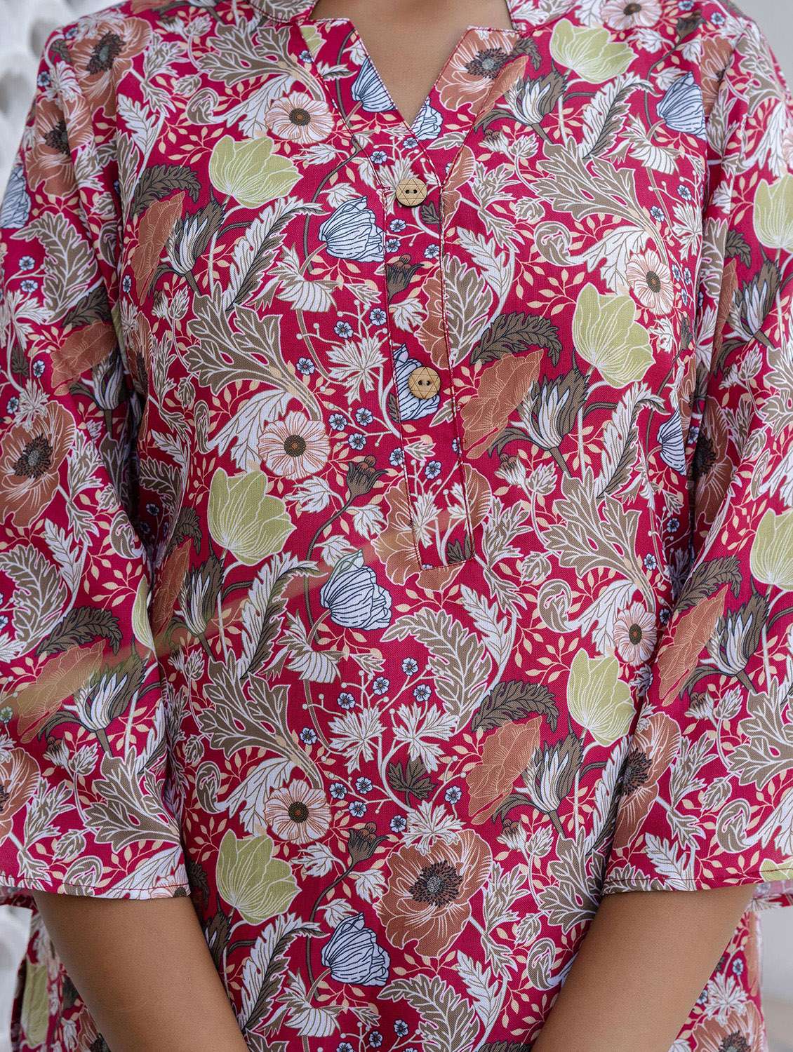 women printed three quarter sleeve ethnic co-ord set - 22392944 -  Standard Image - 1