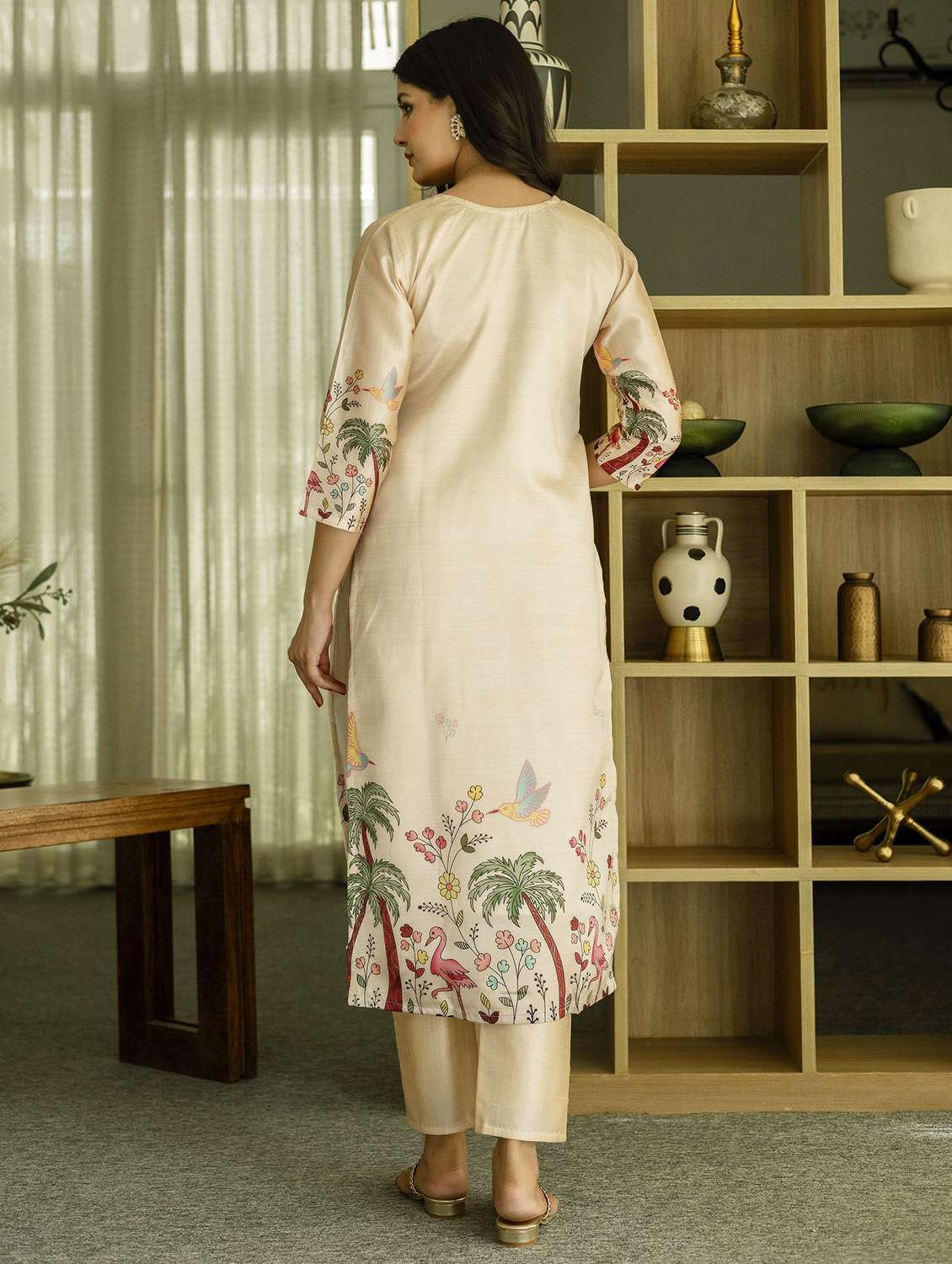 women printed three quarter sleeve kurta pant with dupatta set - 22393060 -  Standard Image - 4