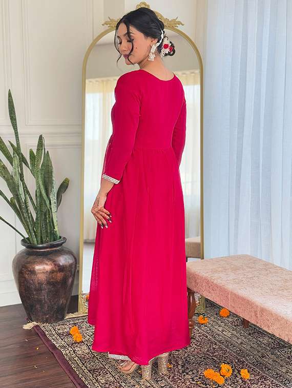 women solid with work three quarter sleeve kurta pant with dupatta set - 22393123 -  Standard Image - 4