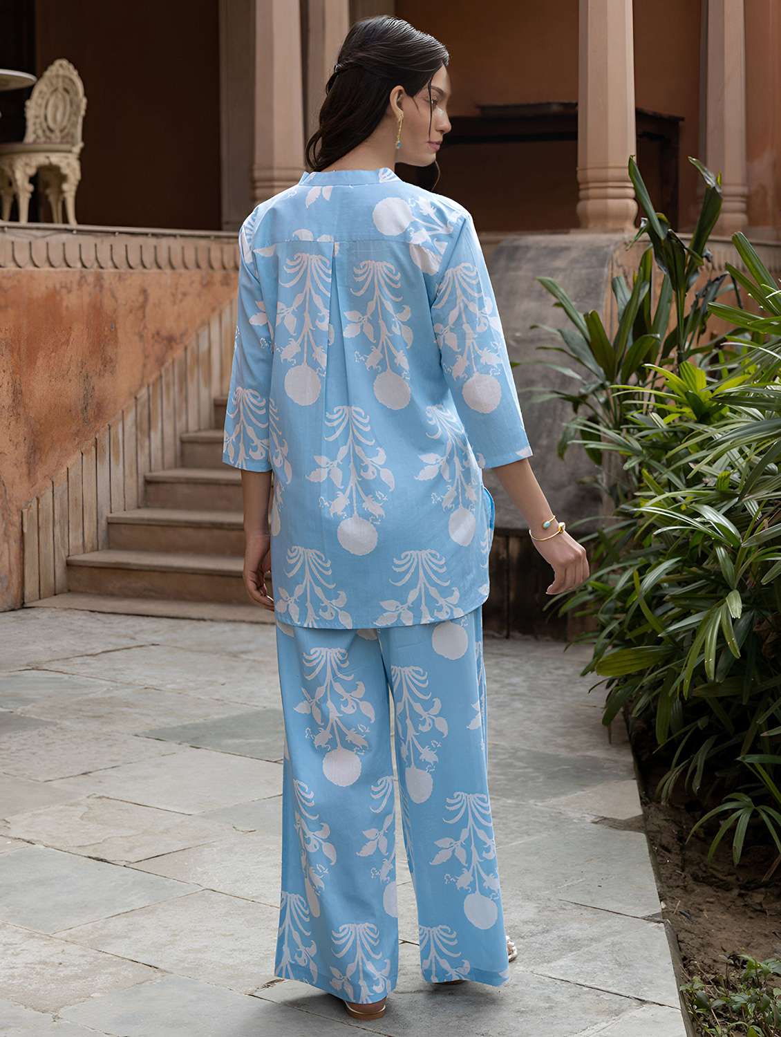 women printed three quarter sleeve ethnic co-ord set - 22393171 -  Standard Image - 4