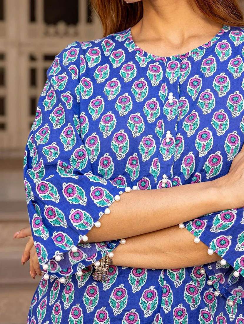 women floral three quarter sleeve ethnic co-ord set - 22393458 -  Standard Image - 1