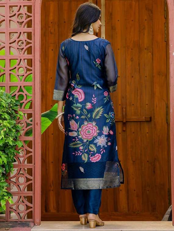 women floral three quarter sleeve kurta pant with dupatta set - 22393523 -  Standard Image - 4