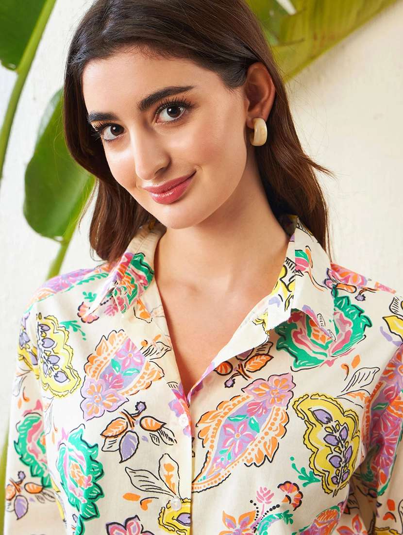 women printed long sleeve shirt & trouser co-ord set - 22393569 -  Standard Image - 1