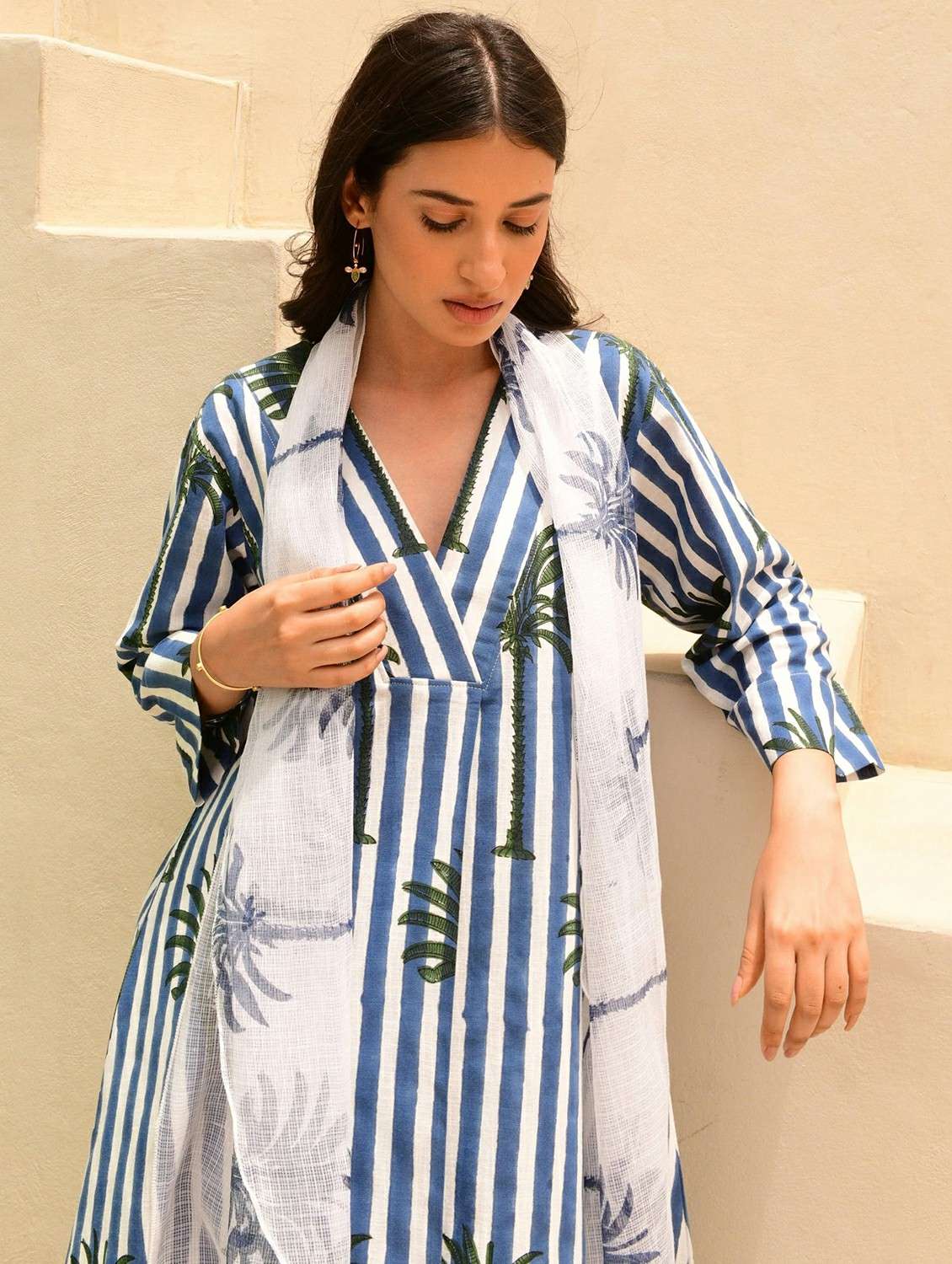 women printed three quarter sleeve kurta pant with dupatta set - 22393584 -  Standard Image - 1