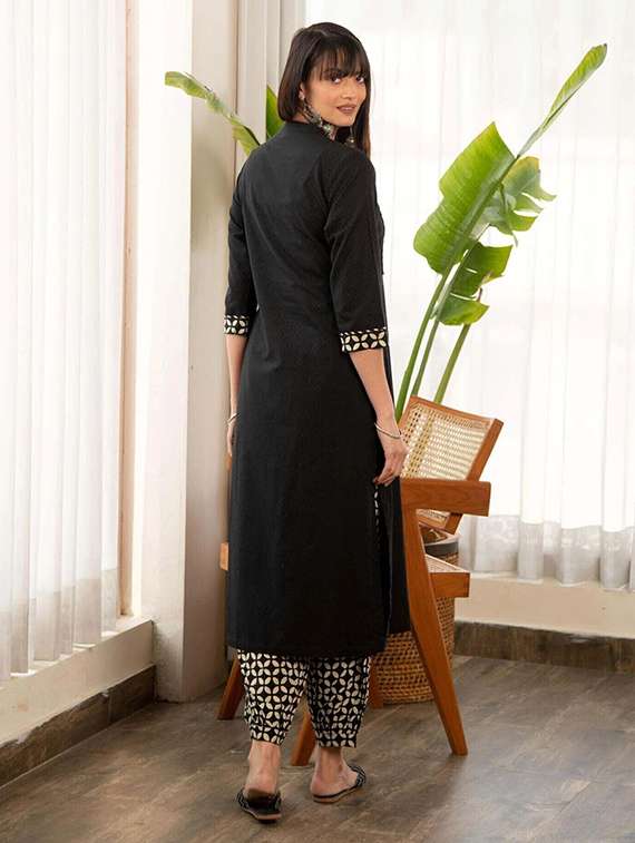 women printed three quarter sleeve kurta salwar set - 22393598 -  Standard Image - 4