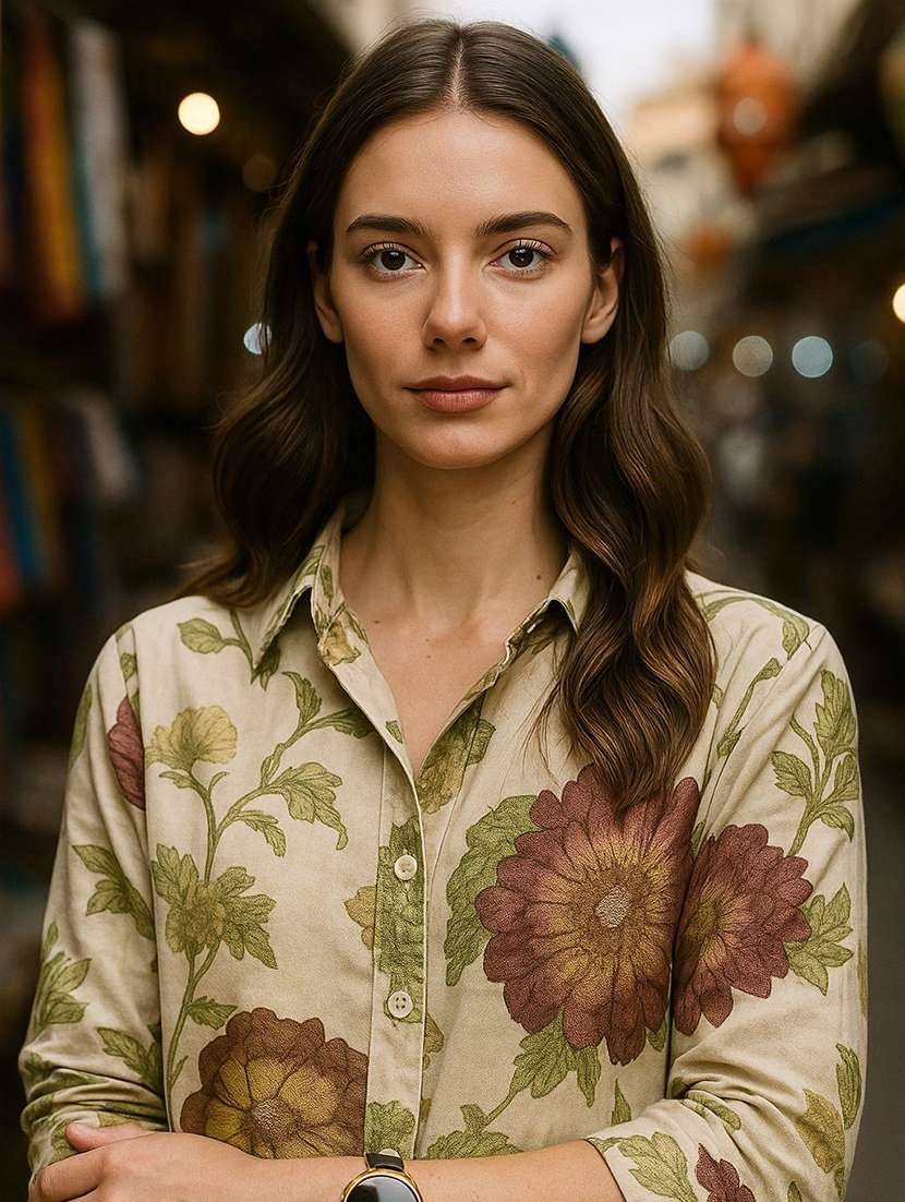 women printed three quarter sleeve ethnic co-ord set - 22393715 -  Standard Image - 1