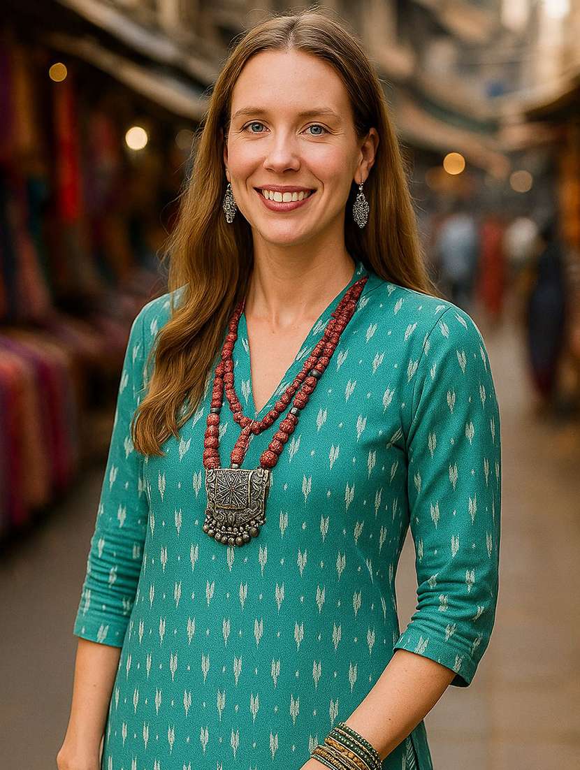 women printed three quarter sleeve kurta salwar set - 22393750 -  Standard Image - 1