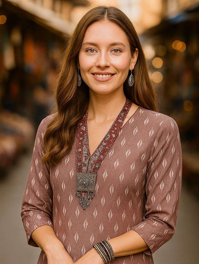 women printed three quarter sleeve kurta salwar set - 22393751 -  Standard Image - 1