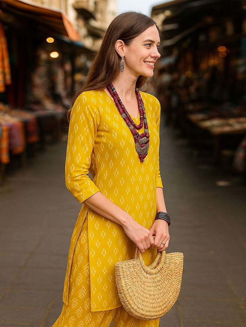 women printed three quarter sleeve kurta salwar set - 22393754 -  Standard Image - 4