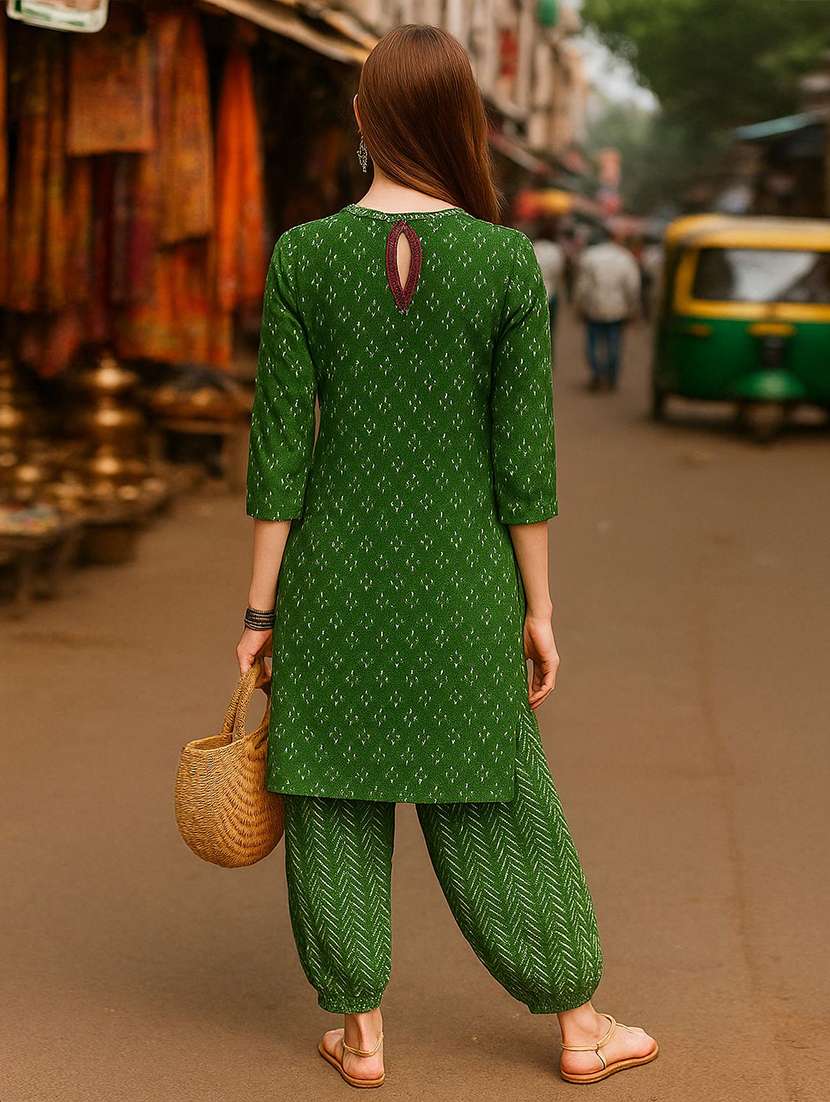 women printed three quarter sleeve kurta salwar set - 22393755 -  Standard Image - 4