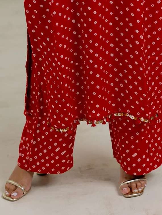 women printed three quarter sleeve kurta palazzo set - 22393767 -  Standard Image - 4