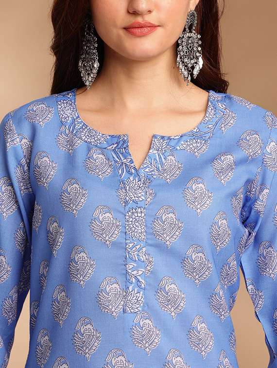 women printed three quarter sleeve kurta pant with dupatta set - 22393805 -  Standard Image - 1