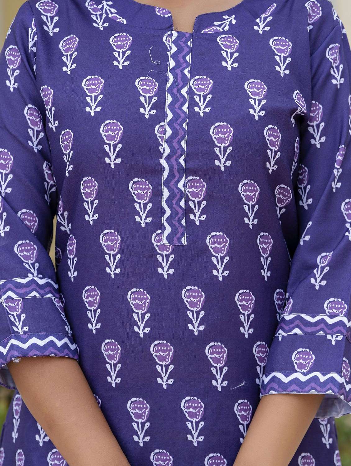 women printed three quarter sleeve kurta pant set - 22393811 -  Standard Image - 1