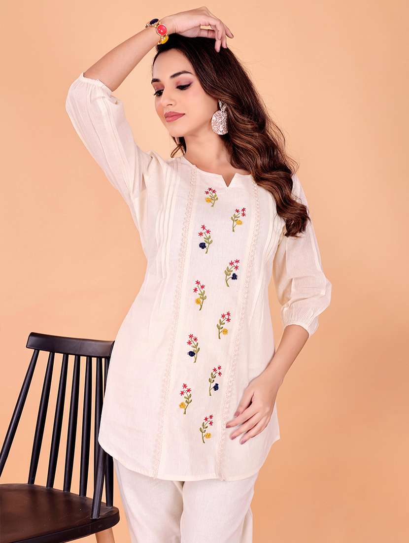 women embroidered top and trouser co-ord set - 22393887 -  Standard Image - 1
