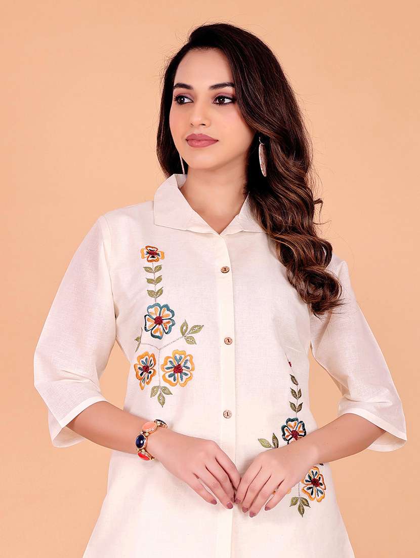 women embroidered shirt and trouser co-ord set - 22393890 -  Standard Image - 1