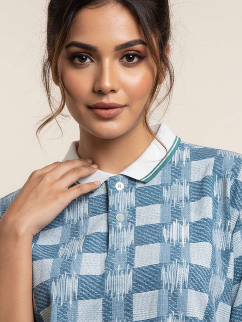 women printed short sleeve oversized polo t-shirt - 22393923 -  Standard Image - 1