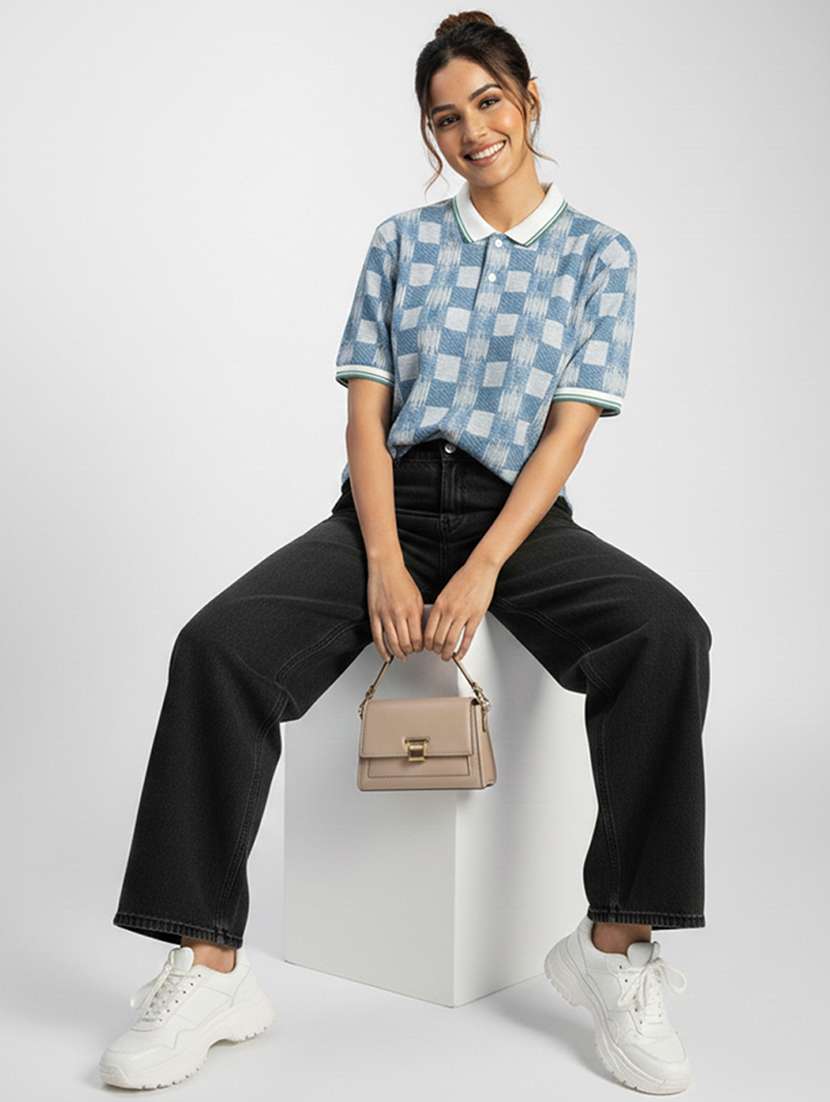 women printed short sleeve oversized polo t-shirt - 22393923 -  Standard Image - 4