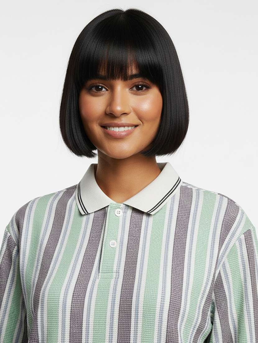 women printed short sleeve oversized polo t-shirt - 22393931 -  Standard Image - 1