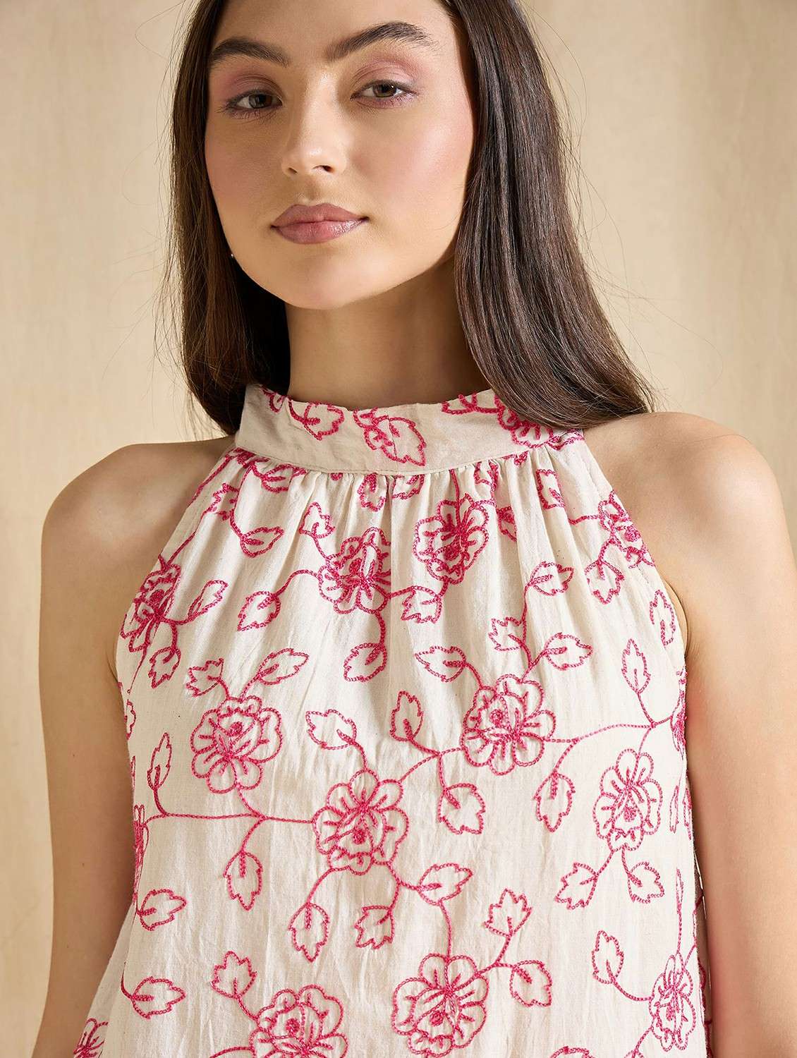 women embroidered sleeveless tiered dress - 22393998 -  Standard Image - 1