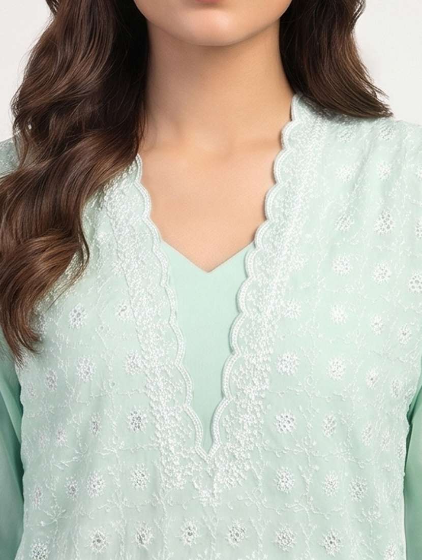 Women Embroidered Long Sleeves Straight Kurta - 22394174 -  Standard Image - 1