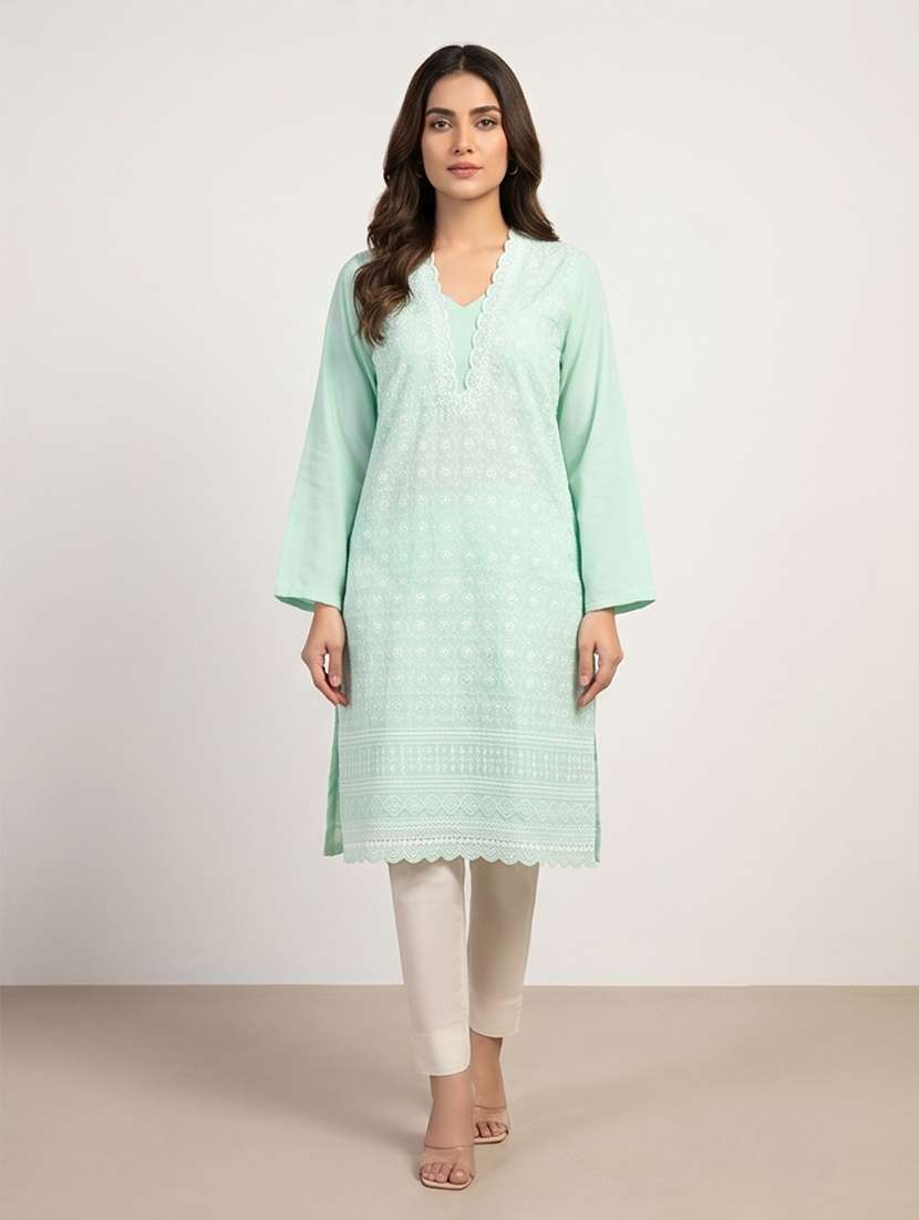 Women Embroidered Long Sleeves Straight Kurta - 22394174 -  Standard Image - 4