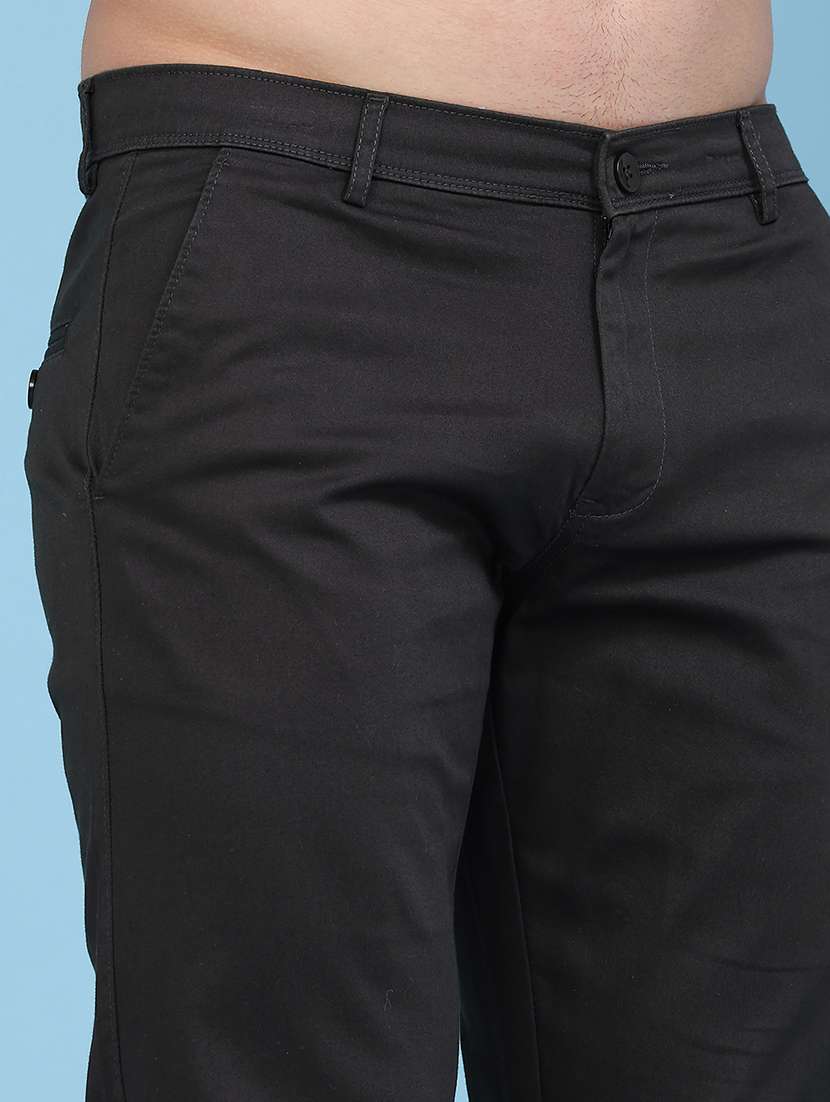 Men Solid Mid Rise Chinos Casual Trouser - 22394619 -  Standard Image - 1