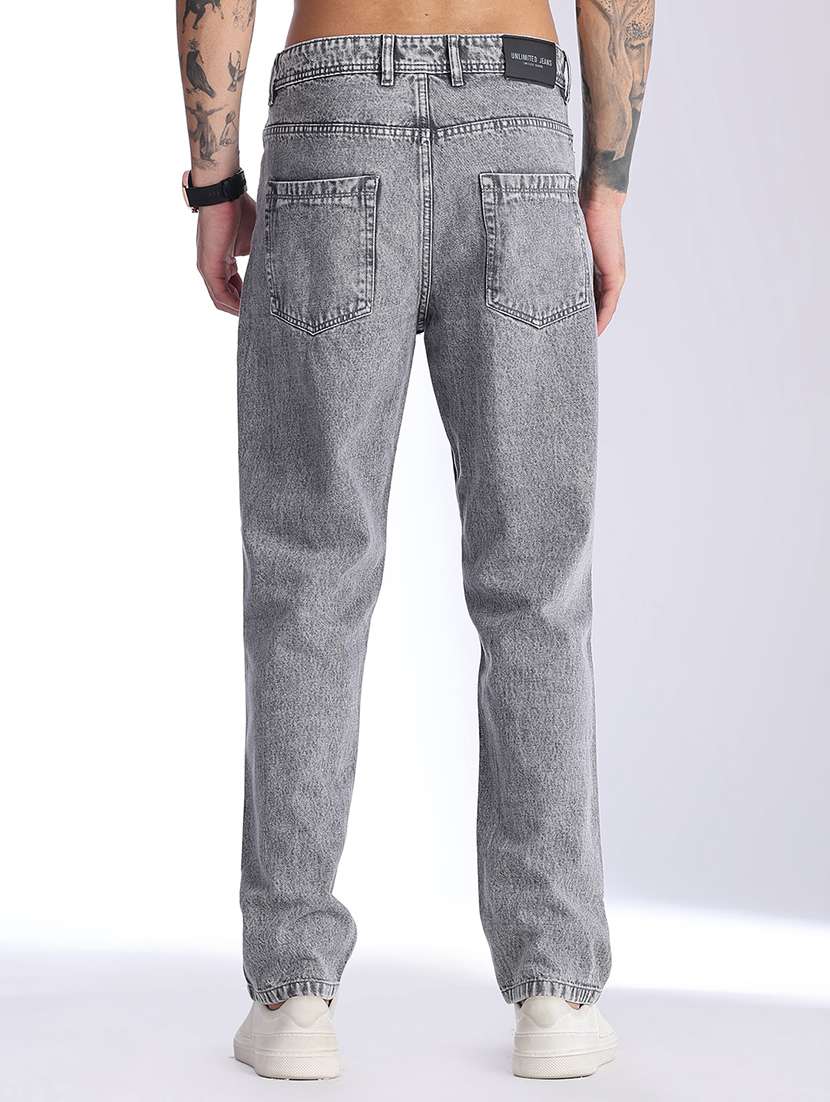 men plain mid rise full length straight jeans - 22394628 -  Standard Image - 4
