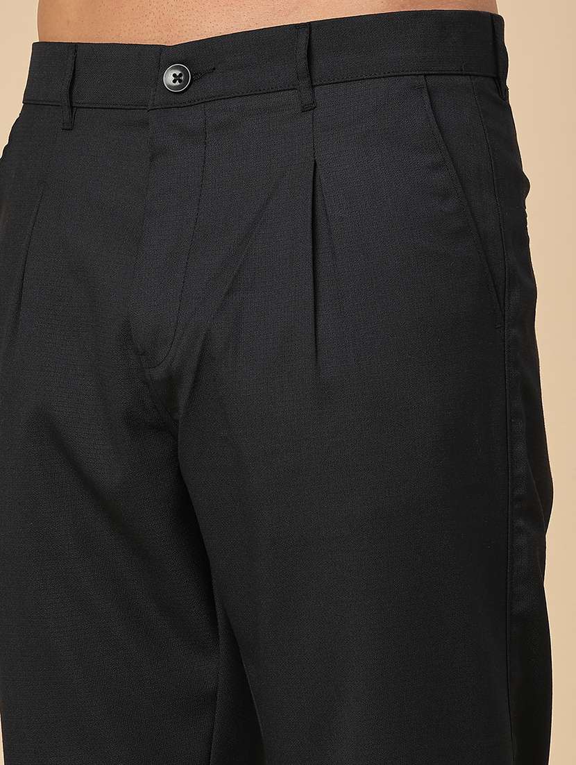 men solid mid rise regular fit formal trouser - 22394629 -  Standard Image - 1