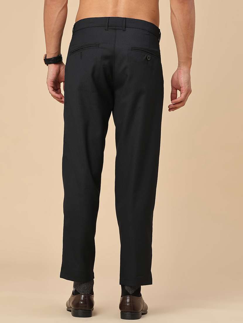 men solid mid rise regular fit formal trouser - 22394629 -  Standard Image - 4