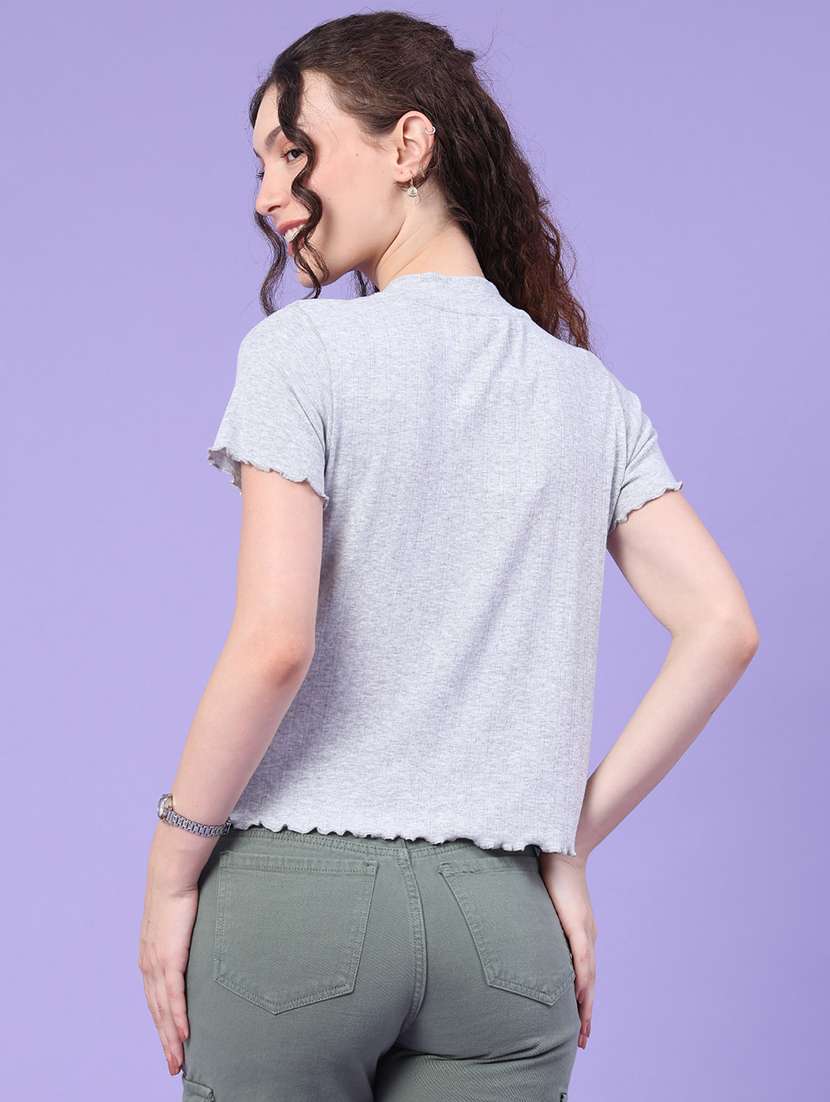 women self design crew neck short sleeves t-shirt - 22394696 -  Standard Image - 4
