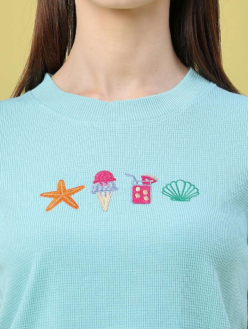 women embroidered round neck regulat t-shirt - 22394698 -  Standard Image - 1