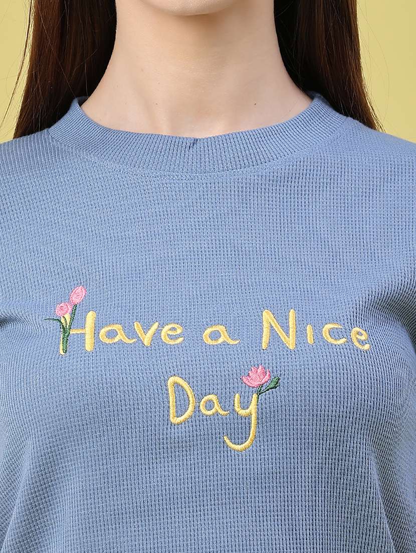 women embroidered round neck regular t-shirt - 22394699 -  Standard Image - 1