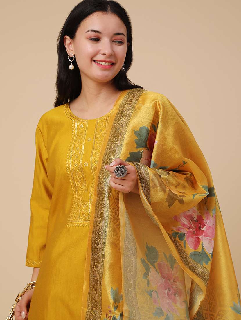 yellow cotton kurta pant  set - 22394755 -  Standard Image - 4