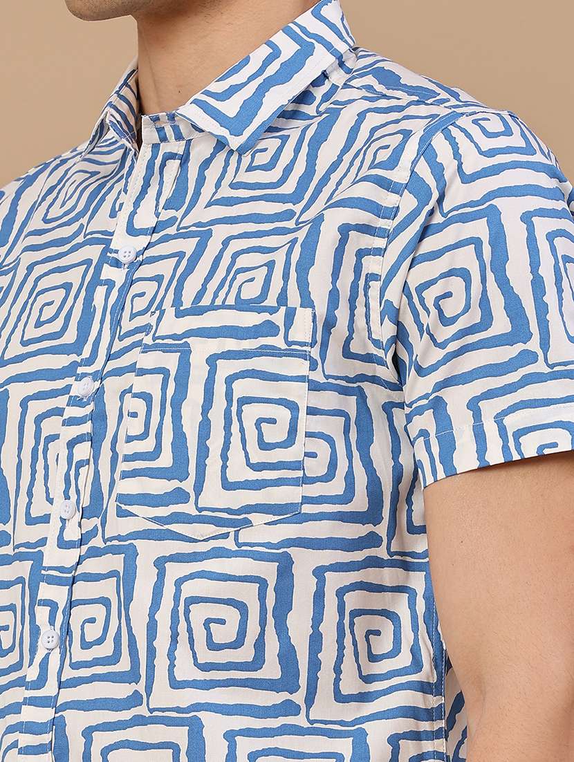 men printed short sleeve regular fit casual shirt - 22394768 -  Standard Image - 1