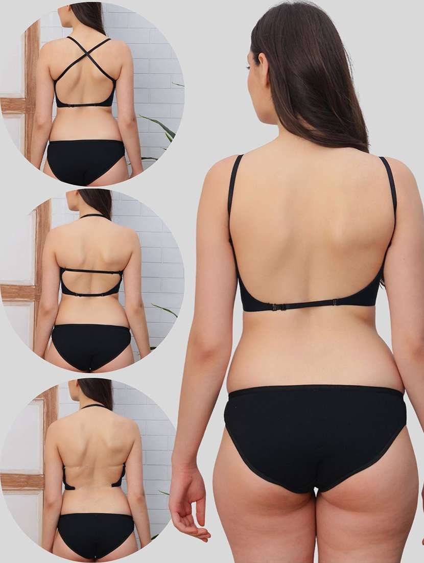 Women Solid Bra And Panty Set - 22394830 -  Standard Image - 4