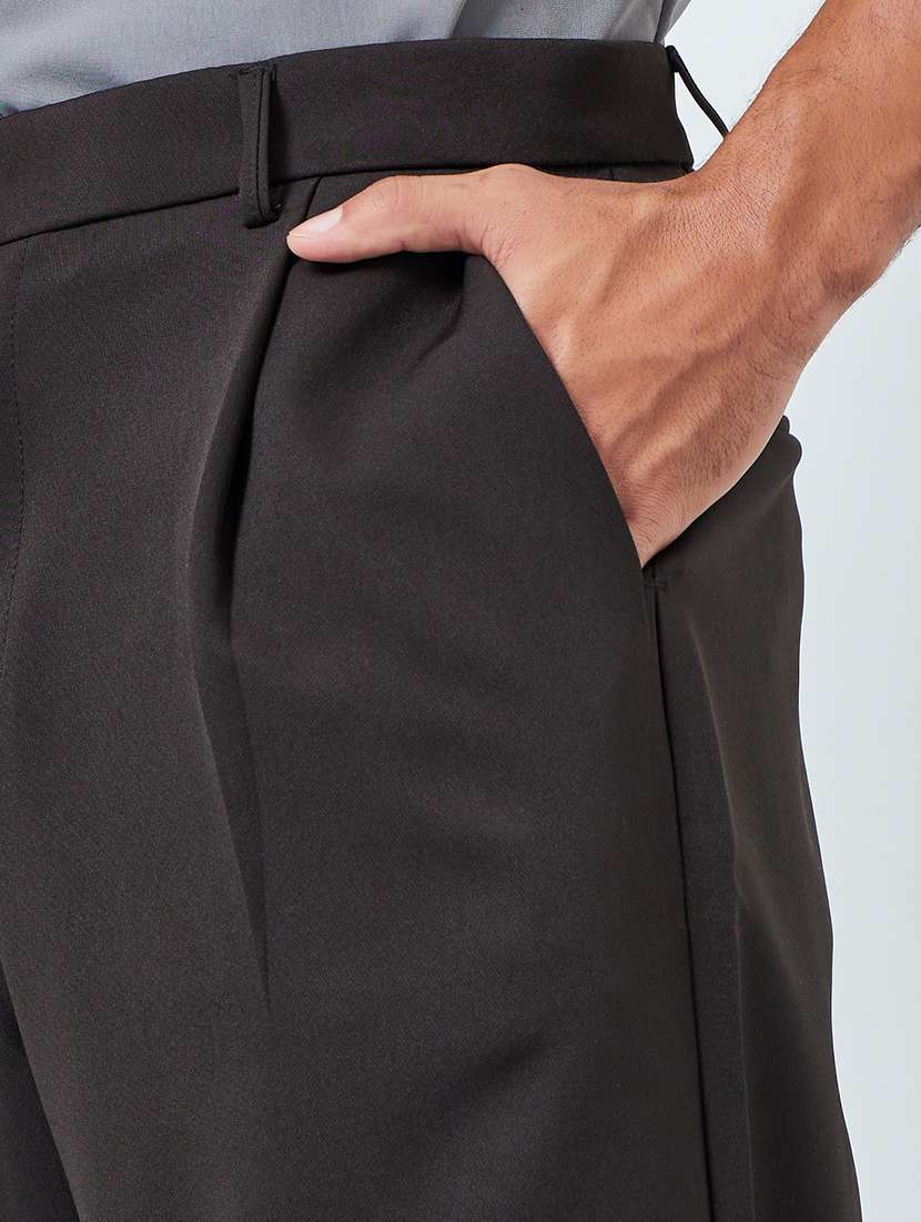 men solid mid rise pleated casual trouser - 22394846 -  Standard Image - 1