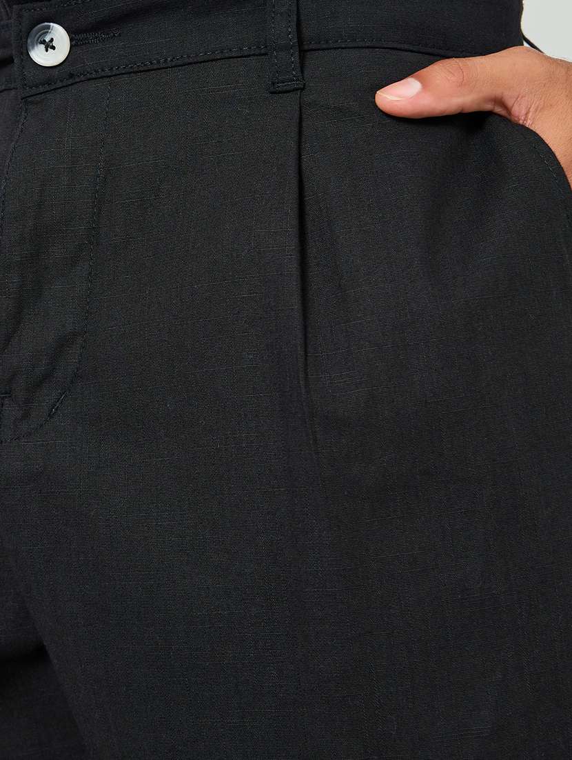 men solid mid rise pleated casual trouser - 22394856 -  Standard Image - 1