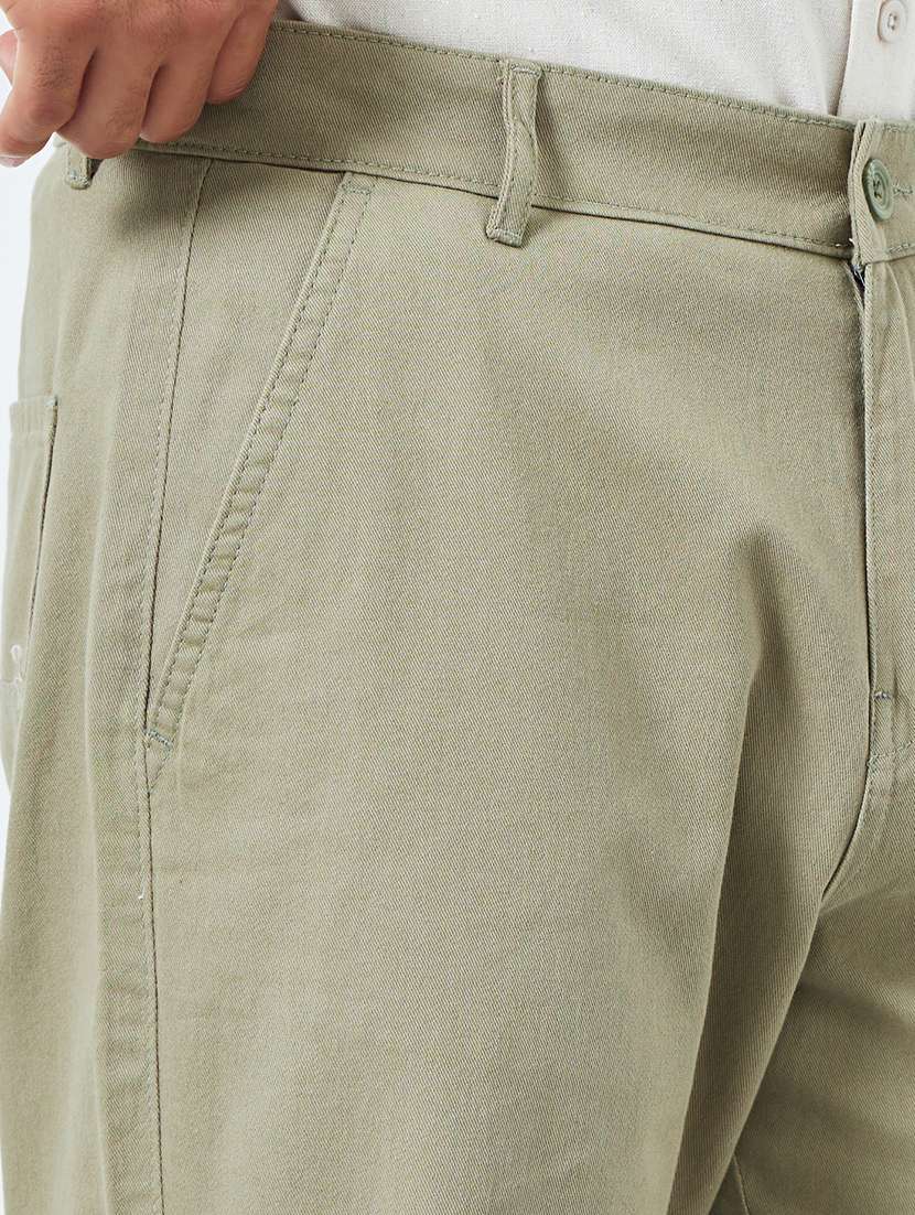 men solid mid rise flat front casual trouser - 22394860 -  Standard Image - 1