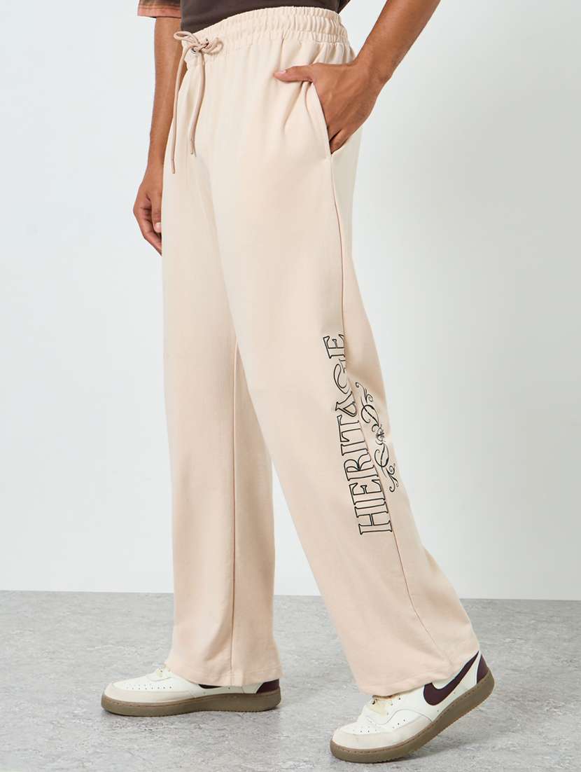 men typographic relaxed fit full length track pant