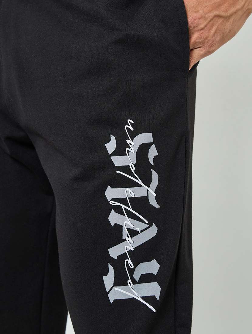 men typographic relaxed fit full length track pant - 22394917 -  Standard Image - 1