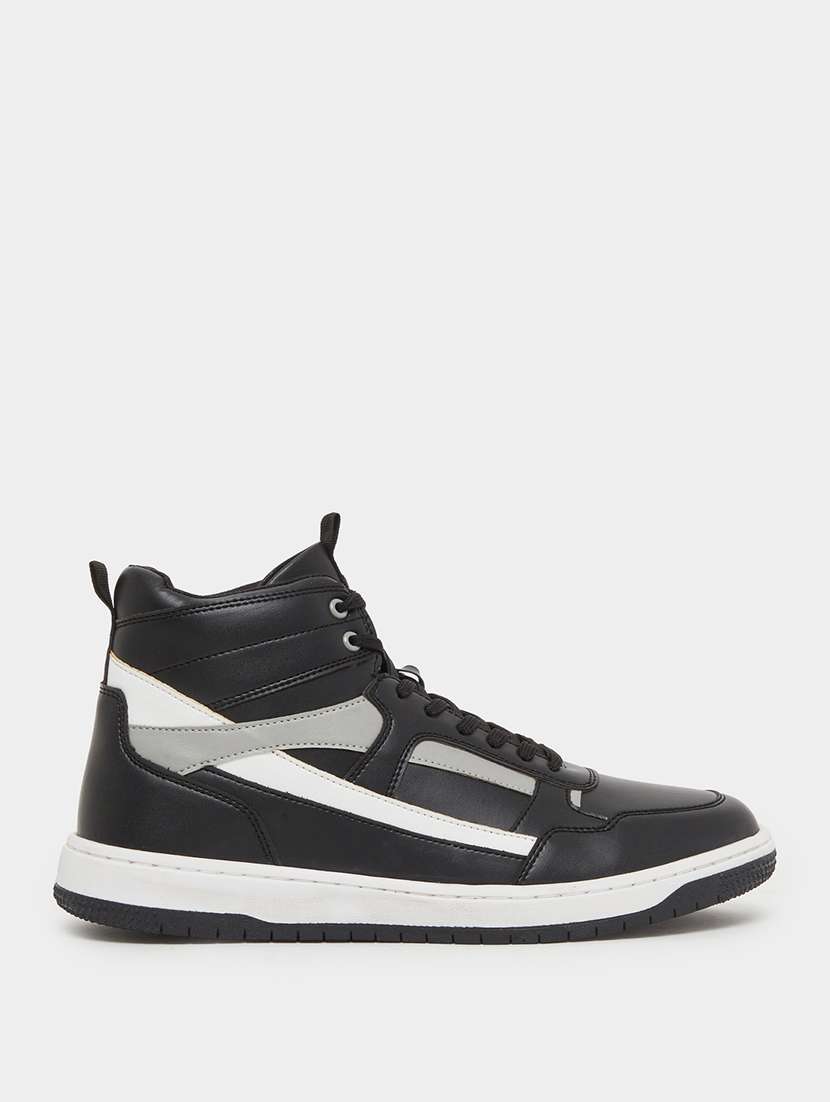 men colourblocked lace up casual shoes
