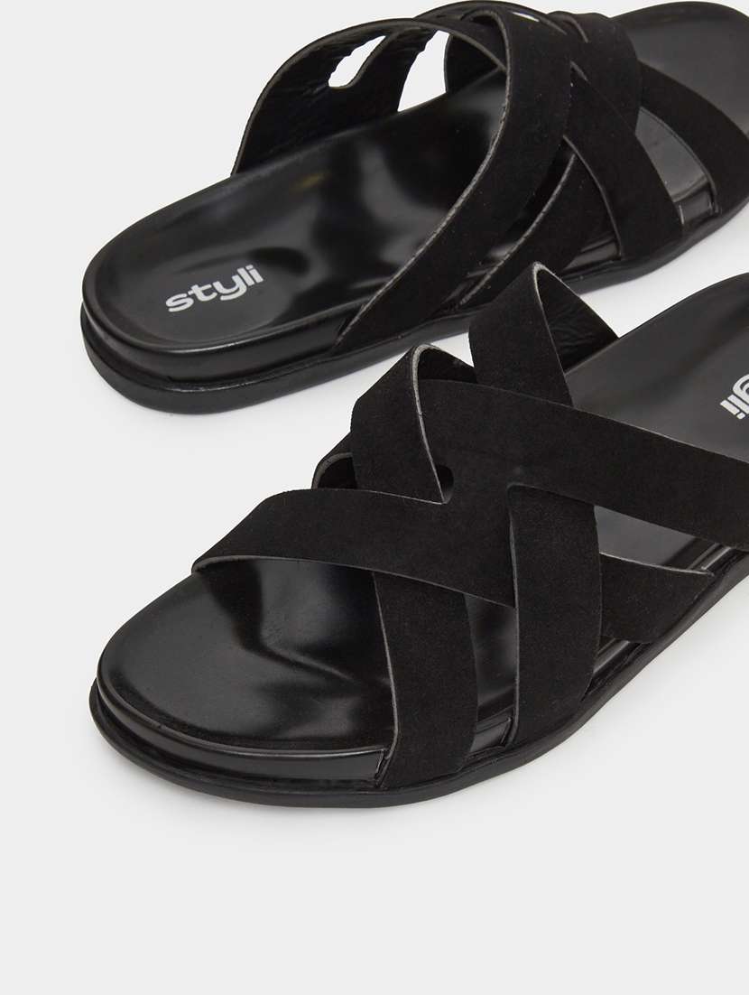 men black slip on sandal - 22395021 -  Standard Image - 4