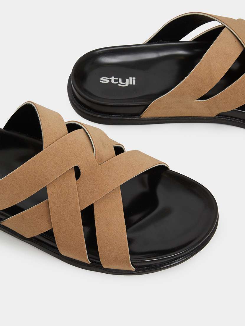 men beige slip on sandal - 22395022 -  Standard Image - 4