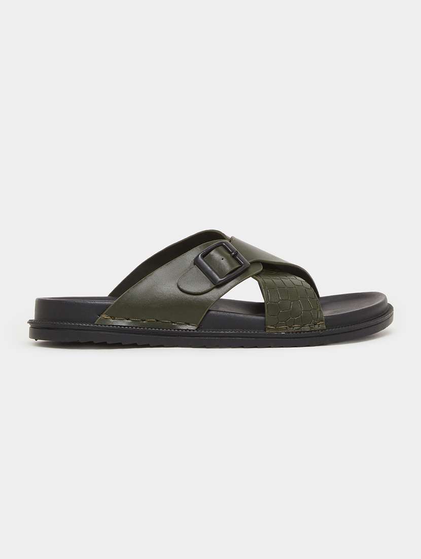 men olive slip on sandal - 22395025 -  Standard Image - 1