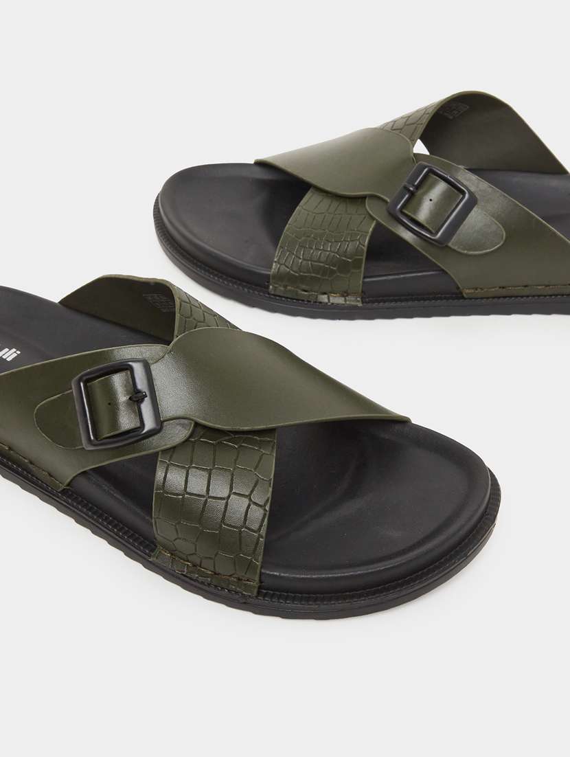men olive slip on sandal - 22395025 -  Standard Image - 4