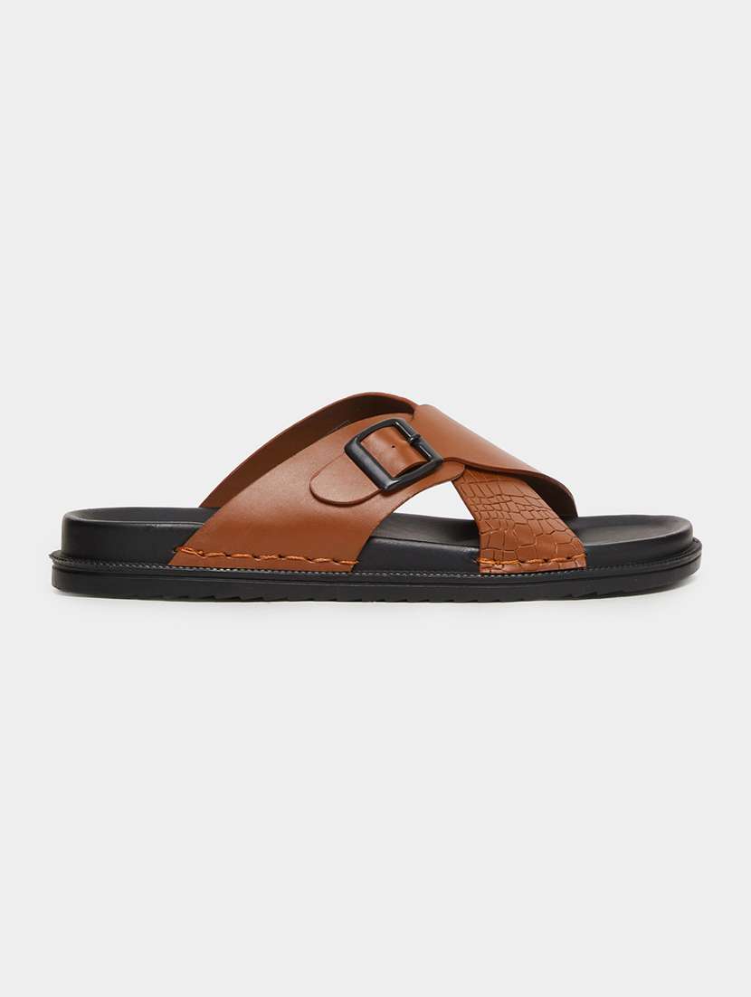 men brown slip on sandal - 22395026 -  Standard Image - 1