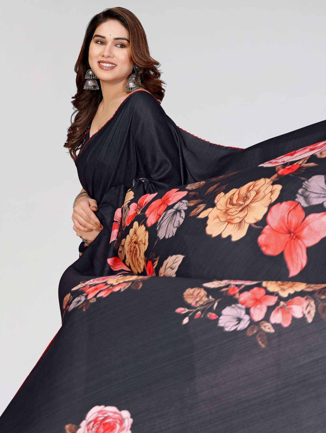 women floral printed saree with blouse - 22395042 -  Standard Image - 1