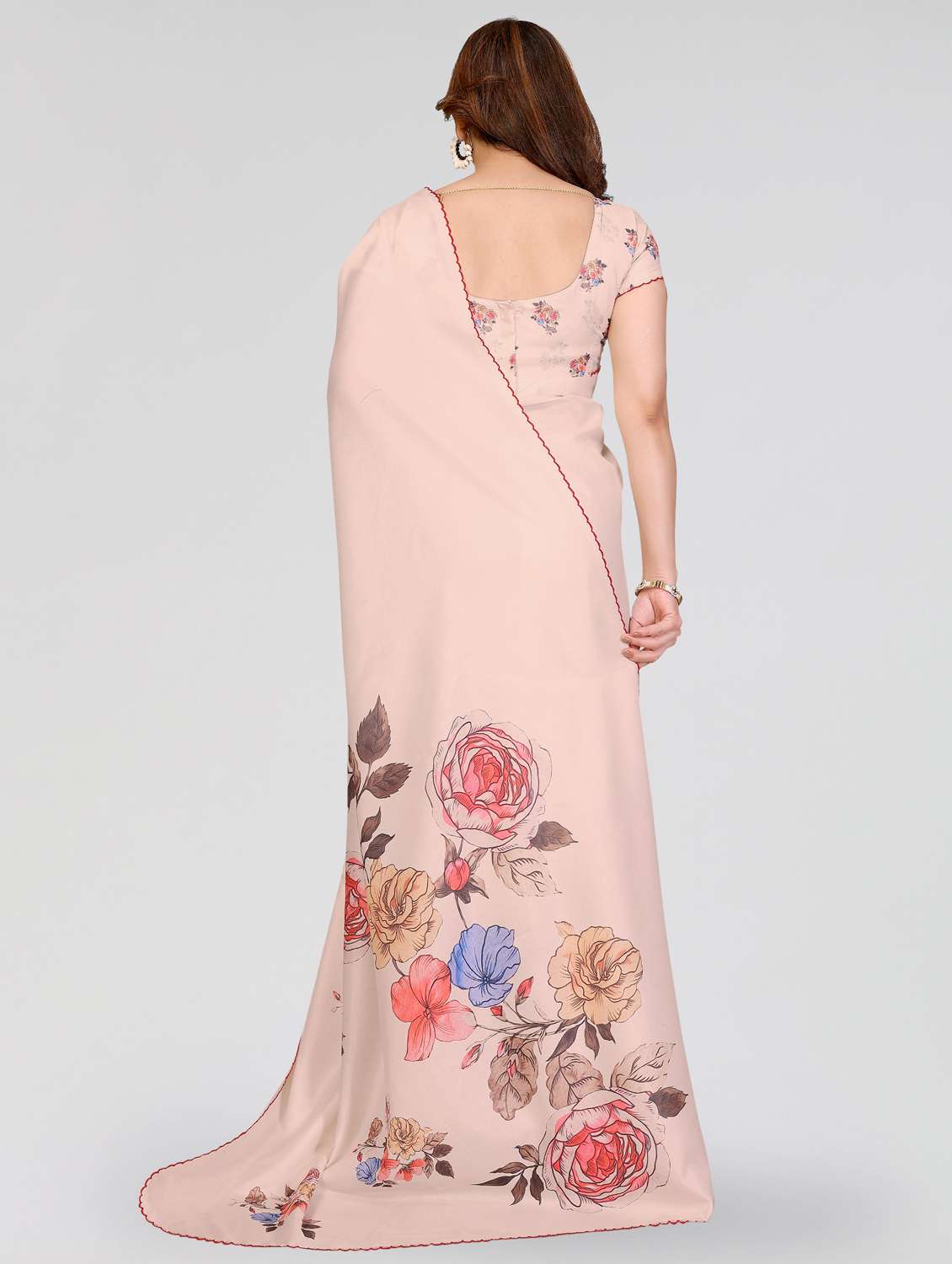 women floral printed saree with blouse - 22395045 -  Standard Image - 4