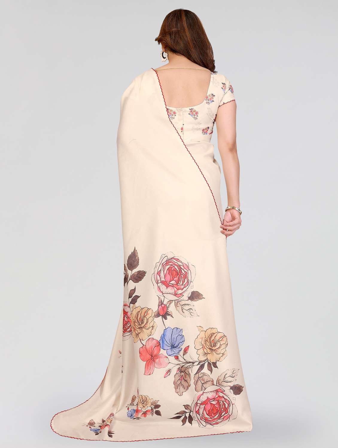 women floral printed saree with blouse - 22395050 -  Standard Image - 4